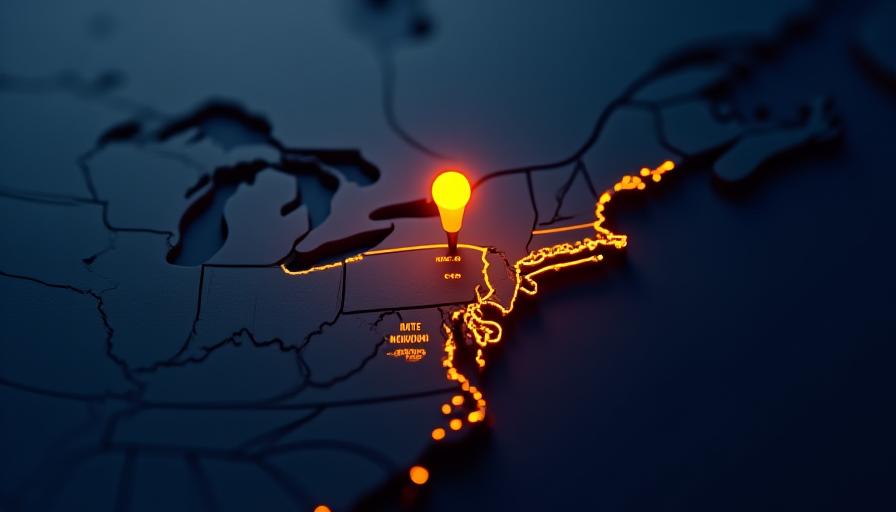 Stylized logistics network map highlighting Maryland hub and East Coast routes